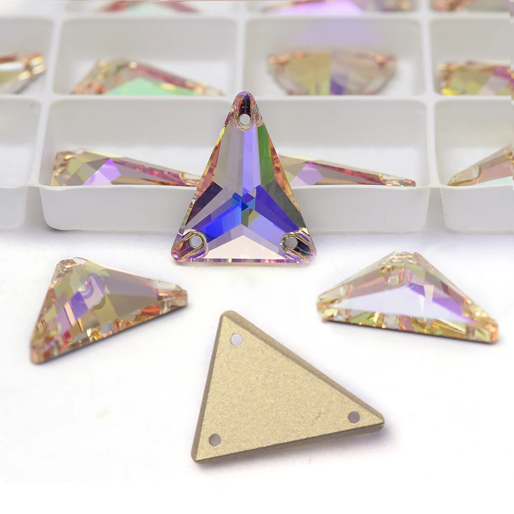 Pubrilex Slim Triangle Strass-Kristalle mit Glitzer zum Aufnähen für Kleider, Kleidung und Dekorationen – Detail 6