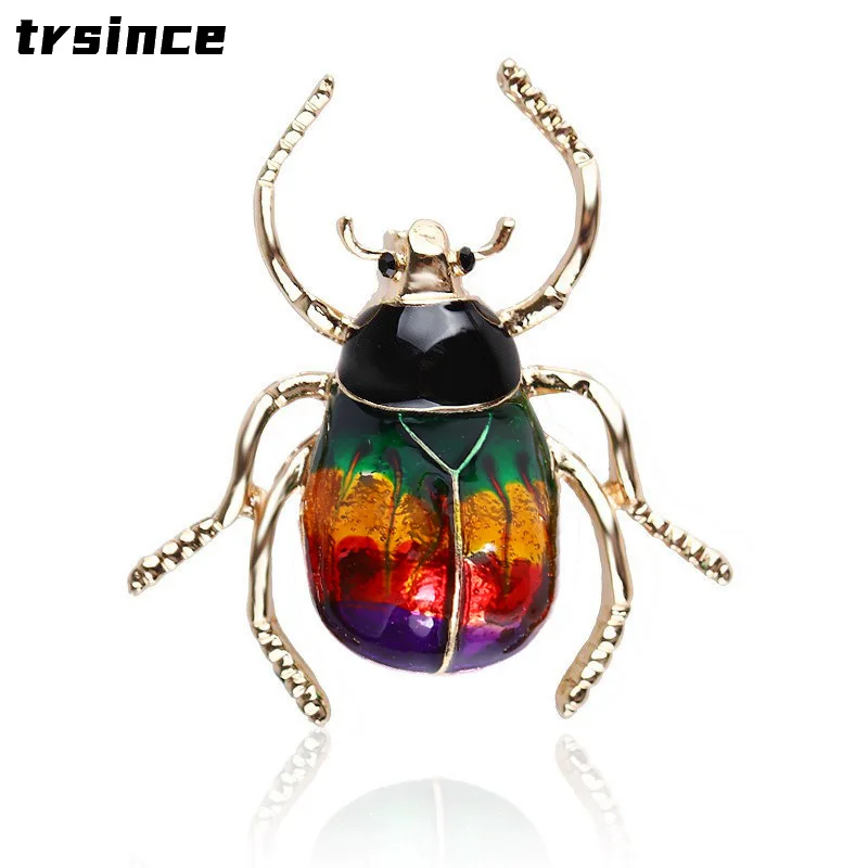 New Funny Scarab Metal Brooch Cute Color Beetle Bugs Insect Brooches Children Women Party Costume Accessories Gift