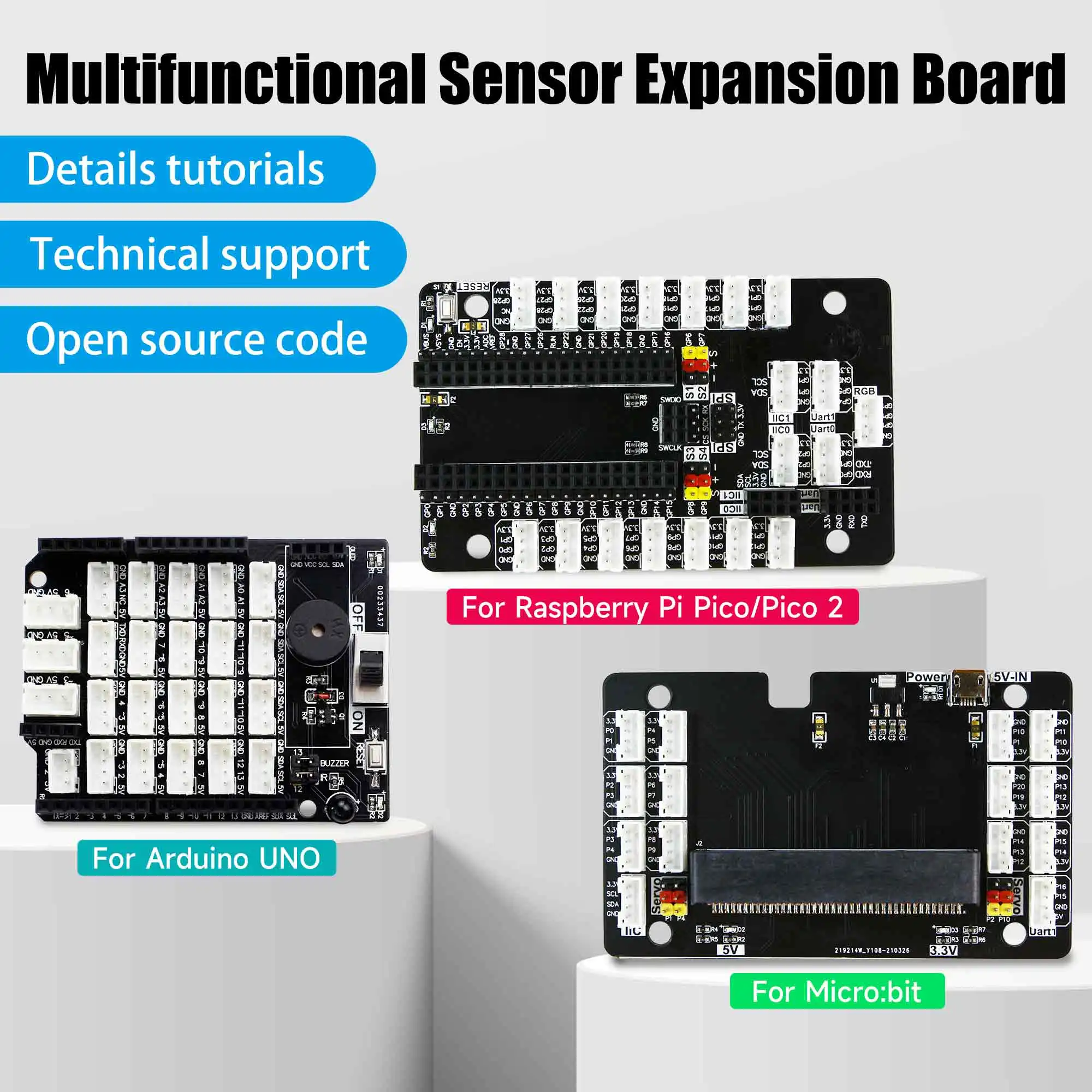 Placa de expansão do sensor Yahboom com porta PH2.0 para sensor moduel compatível com BBC MicroBit Raspberry Pi Pico