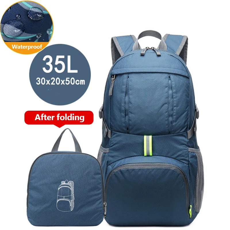 

Sport Cycling Backpack Print 35L Outdoor Foldable Waterproof Backpack Camping Hiking Reflective Portable Storage Rucksack XA314Q