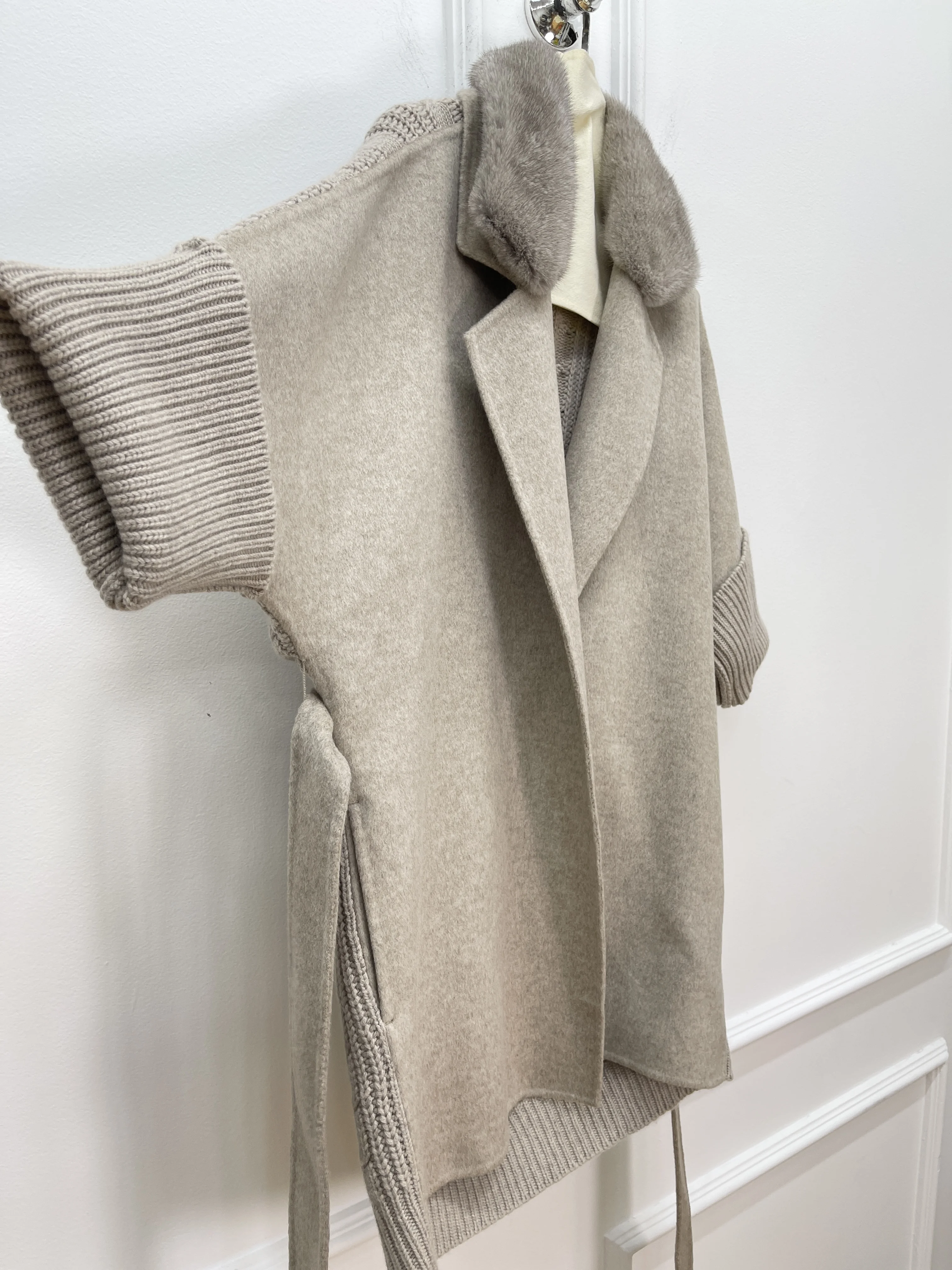 الخريف والشتاء أزياء جديدة عالية الجودة طوق المنك محبوك معطف المرقعة حجم واحد