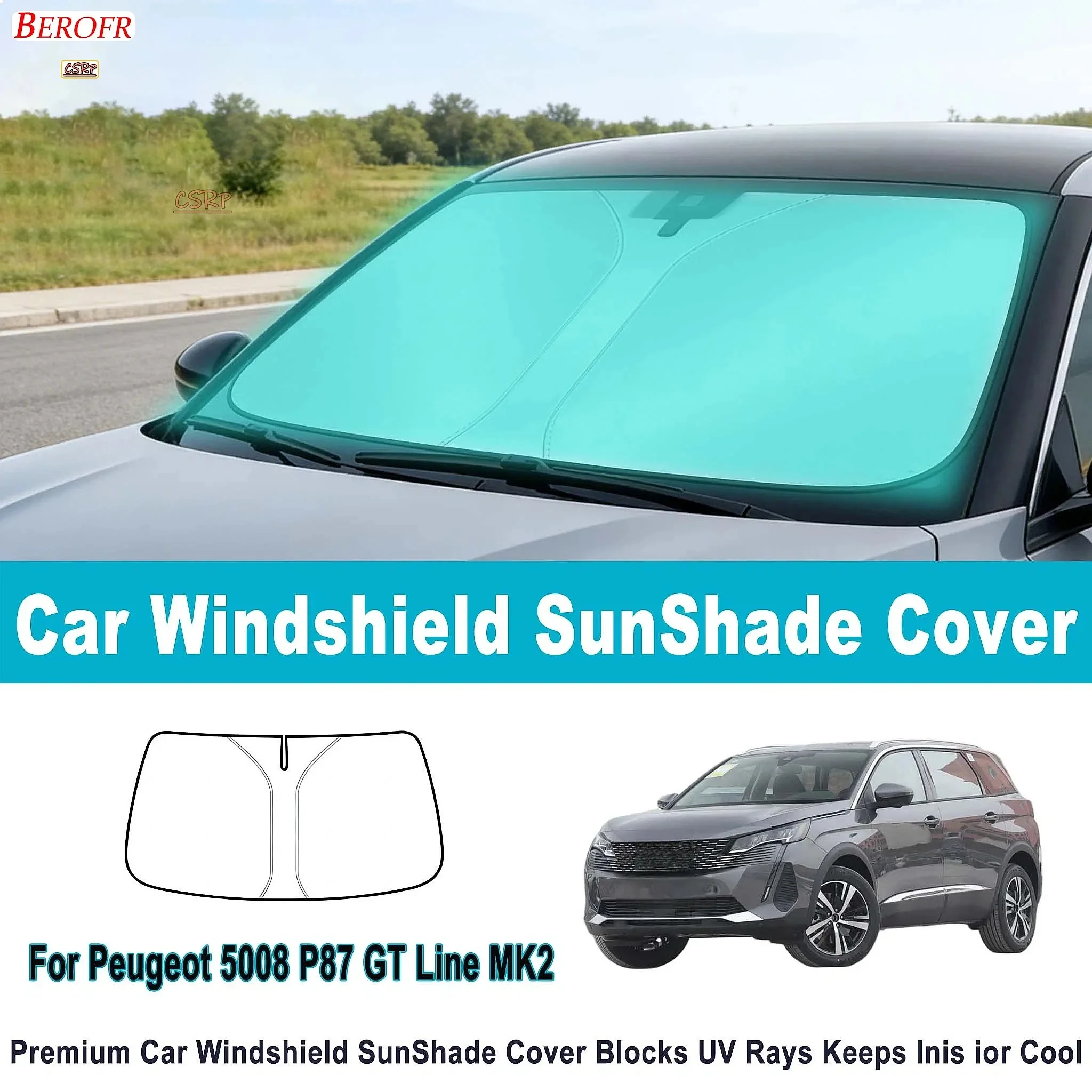 For Peugeot 5008 P87 GT Line MK2 2018-2023 Car Windshield Sunshade Cover Front Window Sun Shade Heat Insulation Accessories