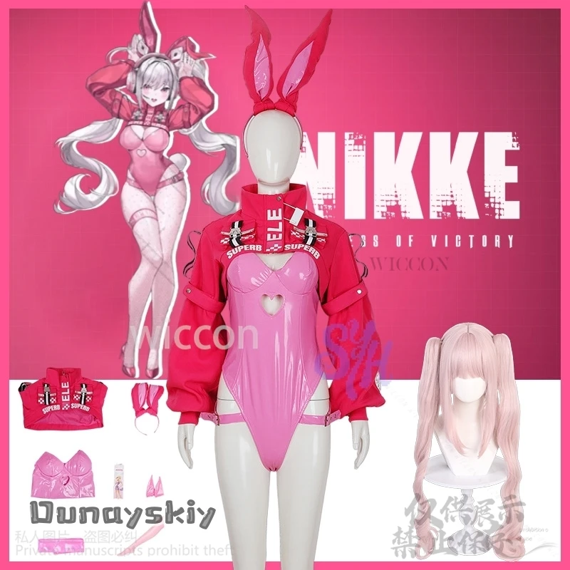 

Jirai Kei Girls Cute Anime Game NIKKE Cosplay Aliccee Costume Fan Art Original Uniform Hot Pink Bunny Girls Sexy Lovely Jumpsuit