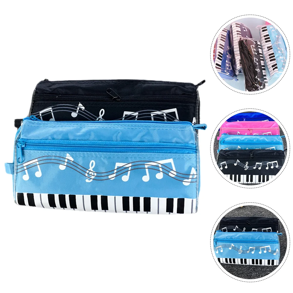 

2 Pcs Pencilcase Piano Pattern Pouch Music Note Bag Holder Storage Portable Child