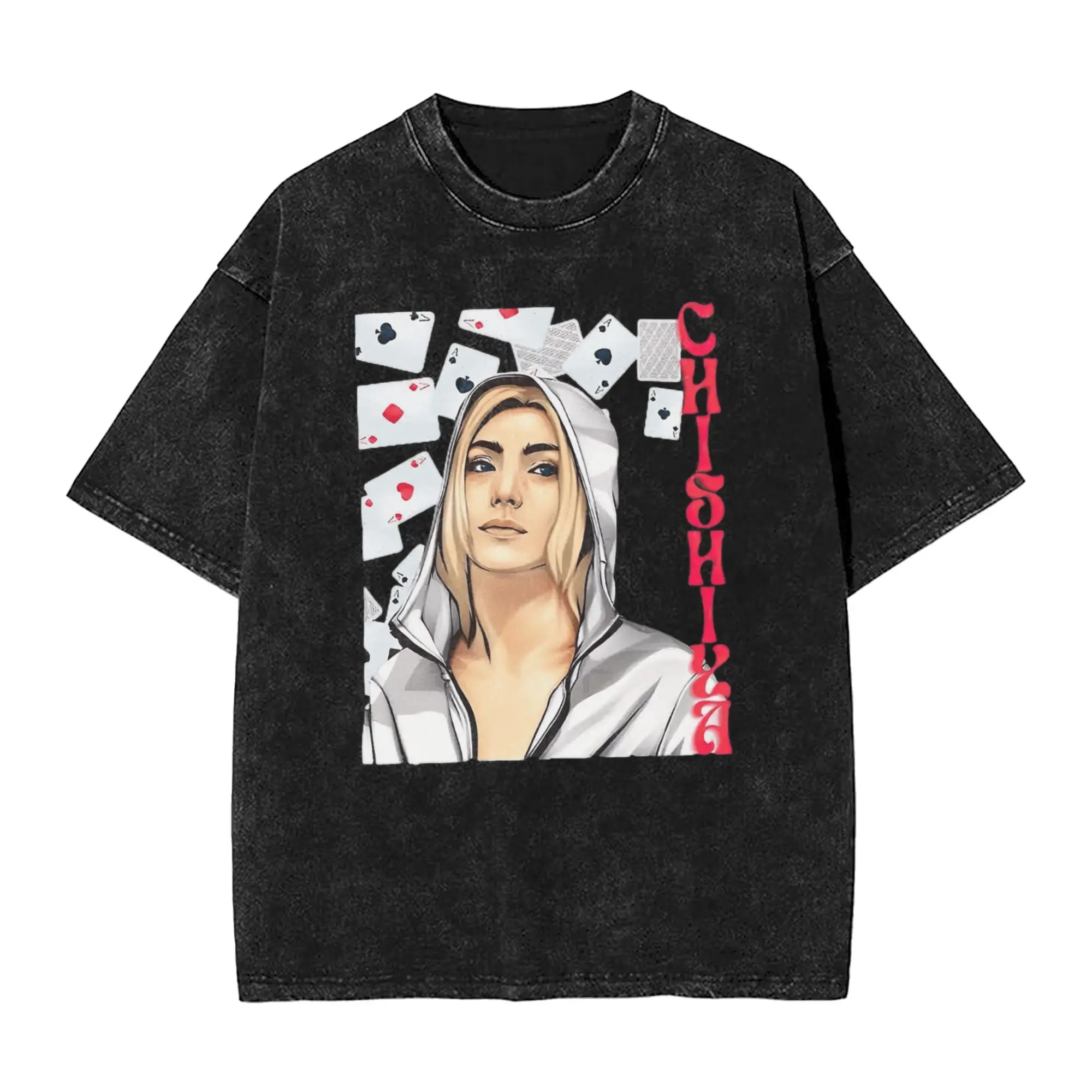 Alice Borderlands Chishiya T-Shirts Men  Vintage Pure Cotton Tee Shirt Round Collar Short Sleeve T Shirts Party Clothes