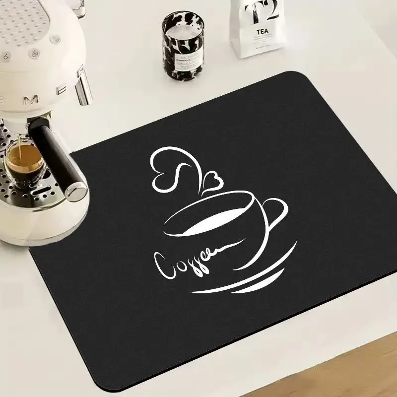 VIKAMA Minimalist Coffee Cup Line Art Mat Non Slip Quick Dry Waterproof Coffee Maker Counter Mat