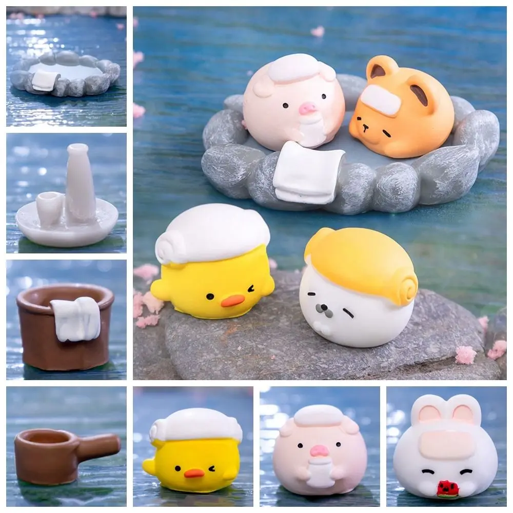 DIY Miniature Animal Figurines Resin Seal Duck Pig Mini Animal Models Micro Landscape Rabbit Bear Cat