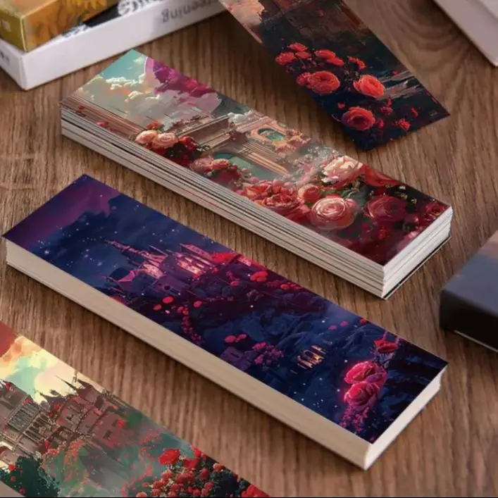 30pcs Rose Factory Bookmarks European and American Architecture Reading Books Annotations Student Supplies Message Cards