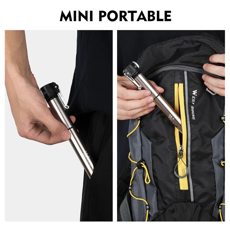 

Portable Bicycle Inflator Pump 120PSI Schrader&Presta Valve Bicycle Tire Inflator Manual Pump MTB Bike Accessories