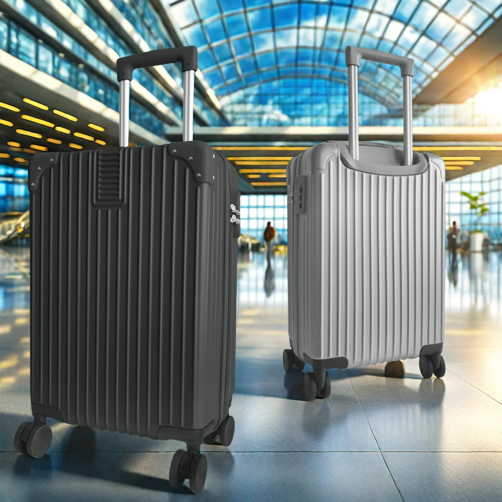 كتم حقيبة العجلات العالمية، حقيبة السفر، حقيبة العربة، صندوق الصعود، PC+ABS، 20 بوصة، حجم S، يمكن أن تأخذ على الطائرة