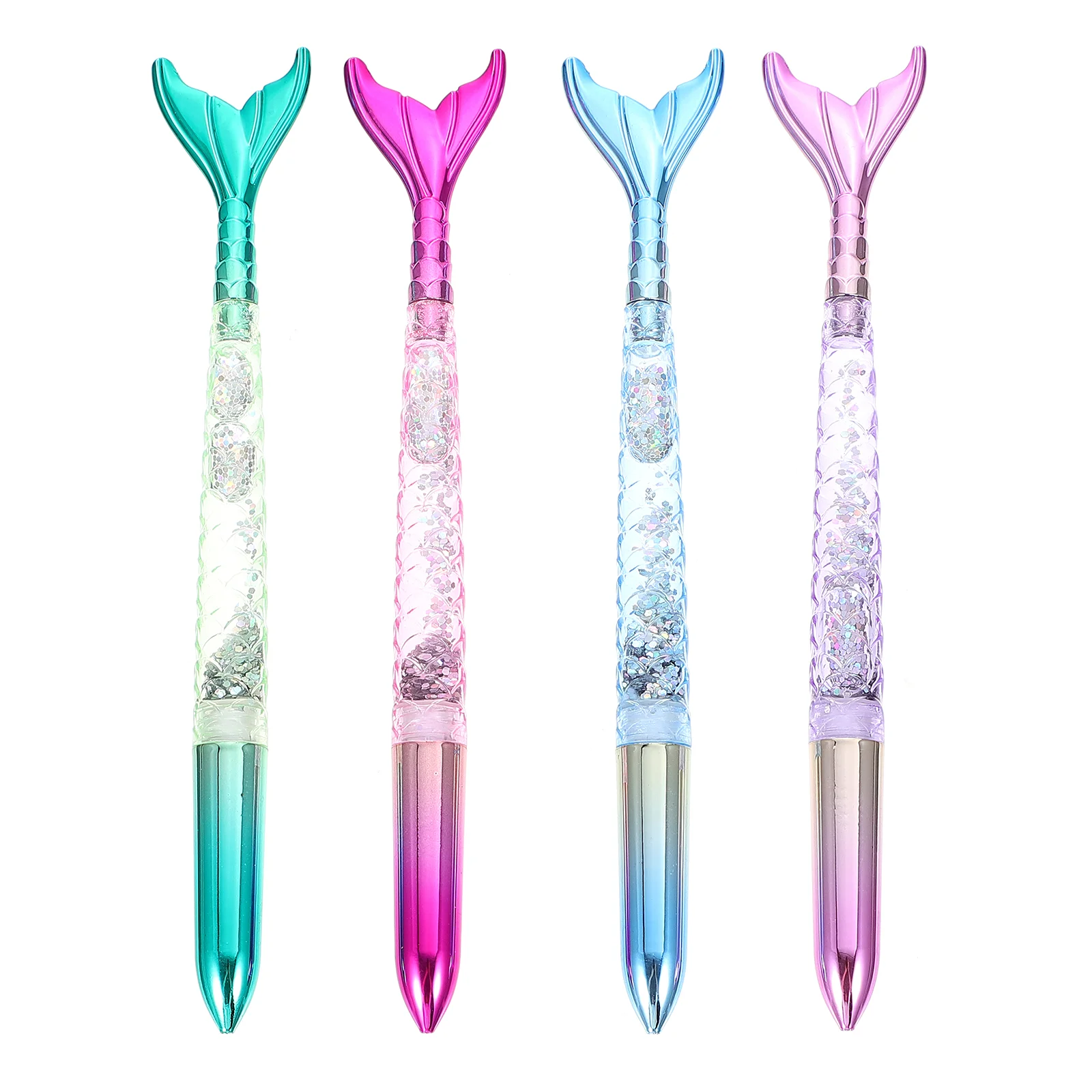 4 Pcs Mermaid Ballpoint Pen Creative Gel Pens Signing Multicolor Ink Plastic Student Stationery Writing