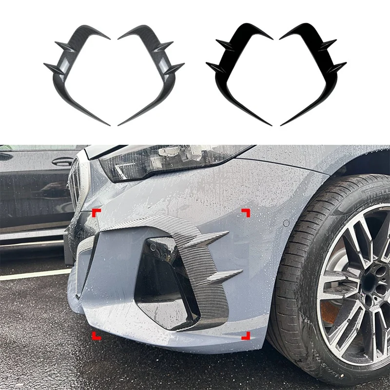 

Car Front Bumper Splitter Spoiler For BMW 5 Series I5 G60 G61 2024+ M Sport Fog Lights Decorative Cover Carbon Fiber
