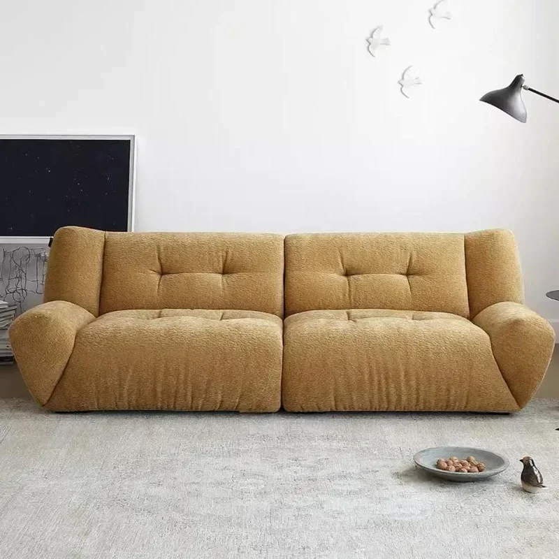 Italian minimalist cream wind snow Neil fabric sofa designer villa small apartment living room cloud straight row sofa