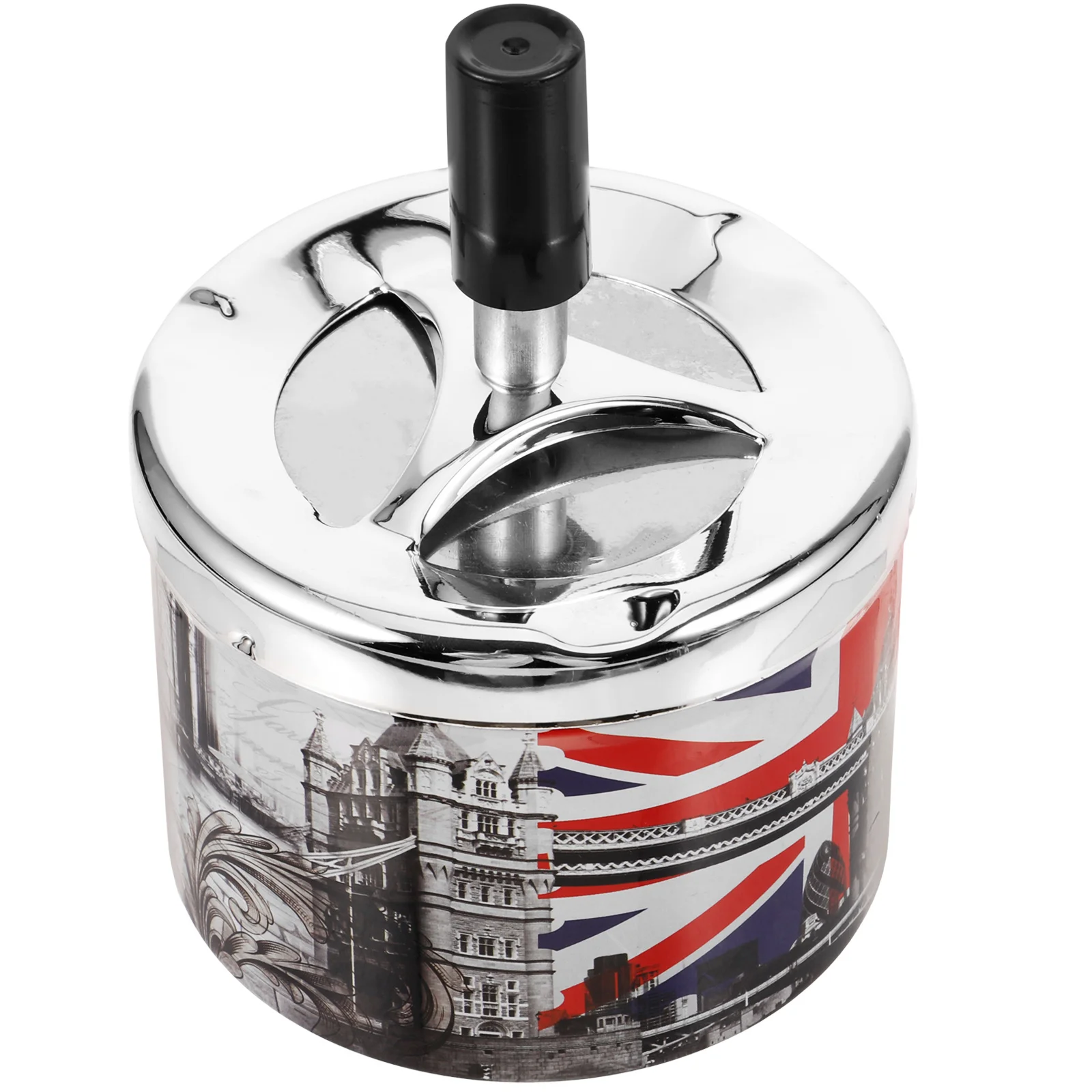 

Stylish Stainless Steel Ashtray Rotating Lid Design Home Car Desktop Tray Practical Gift for Travelers Home Ashtray