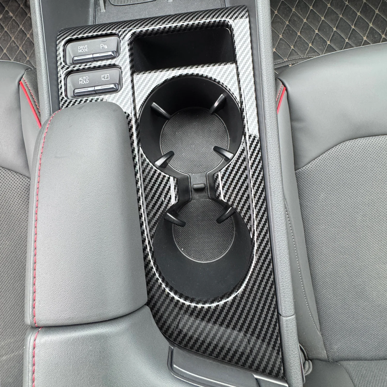 

Carbon Fiber Wood Grain Style Central Console Gear Shift Water Cup Holder Trim Cover For Hyundai Sonata DN8 2024 2025 LHD