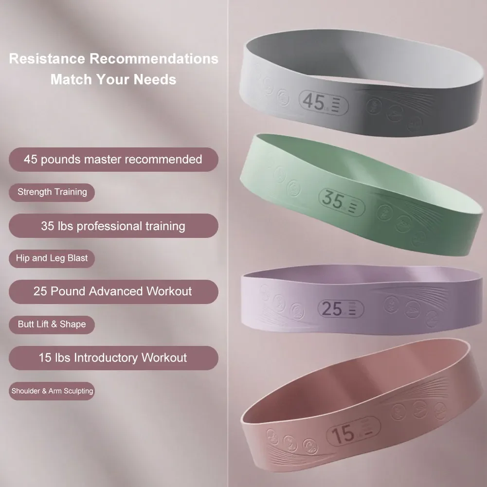 

Silicone Resistance Bands with 4 Resistance Levels Workout Stretch Bands for Strength Training for Home Gym Yoga