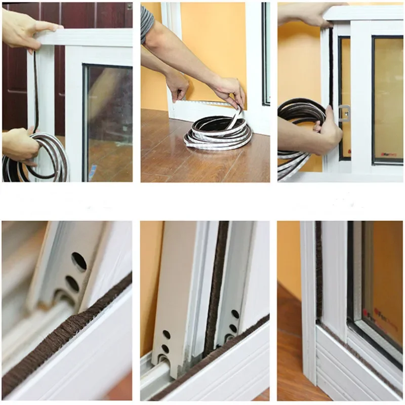 5/10M Self-adhesive Sealing Brush Strip Door Window Weather Stripping Soundproof Dust Sealing Strip Door Gap Filler Gasket