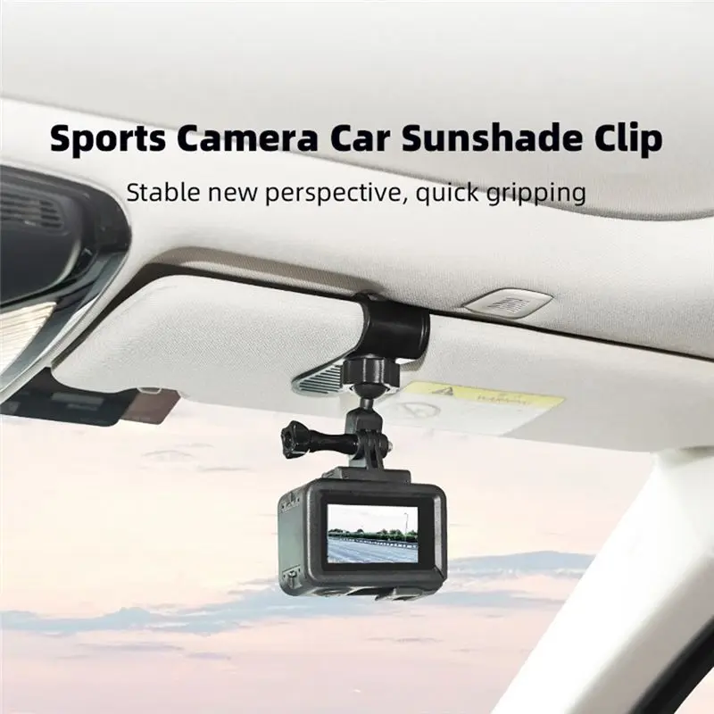 [NEW A09R!】 1 PCS Action Camera Car Sun Visor Mount Action Camera Accessories Black For ACTION 4 X3 With 1/4 Inch Adapt
