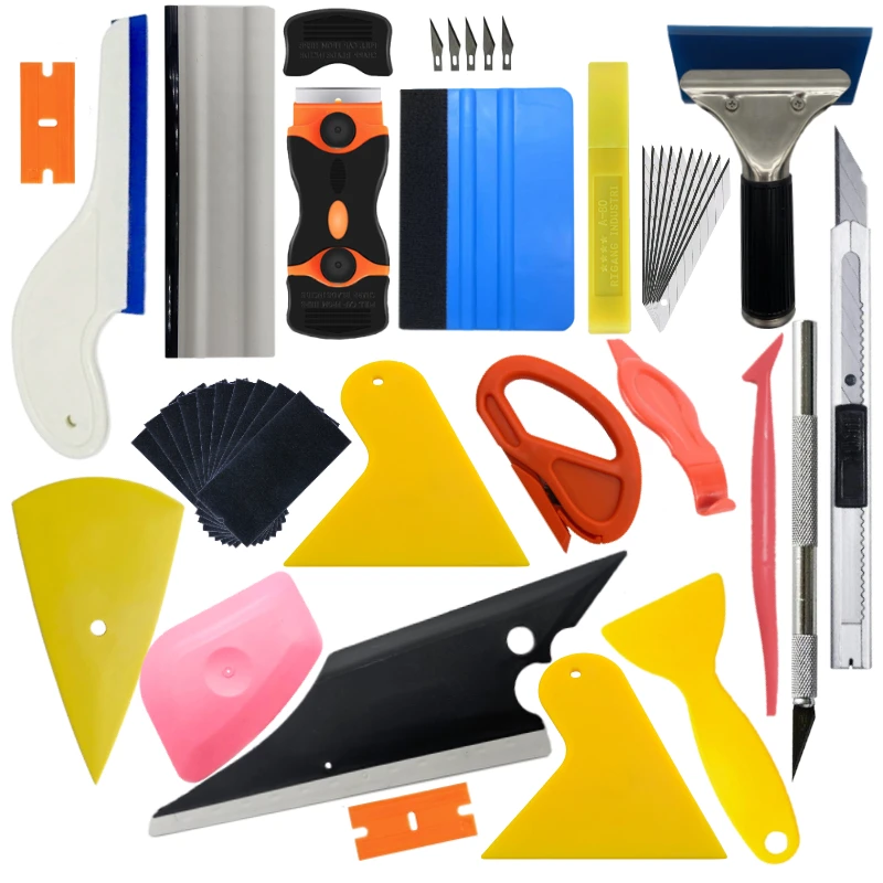 

Новый набор инструментов для установки автомобильной виниловой тонировочной пленки, резиновый скребок, магнитный держатель, обмотка, наклейка, нож для резьбы с запасными лезвиями