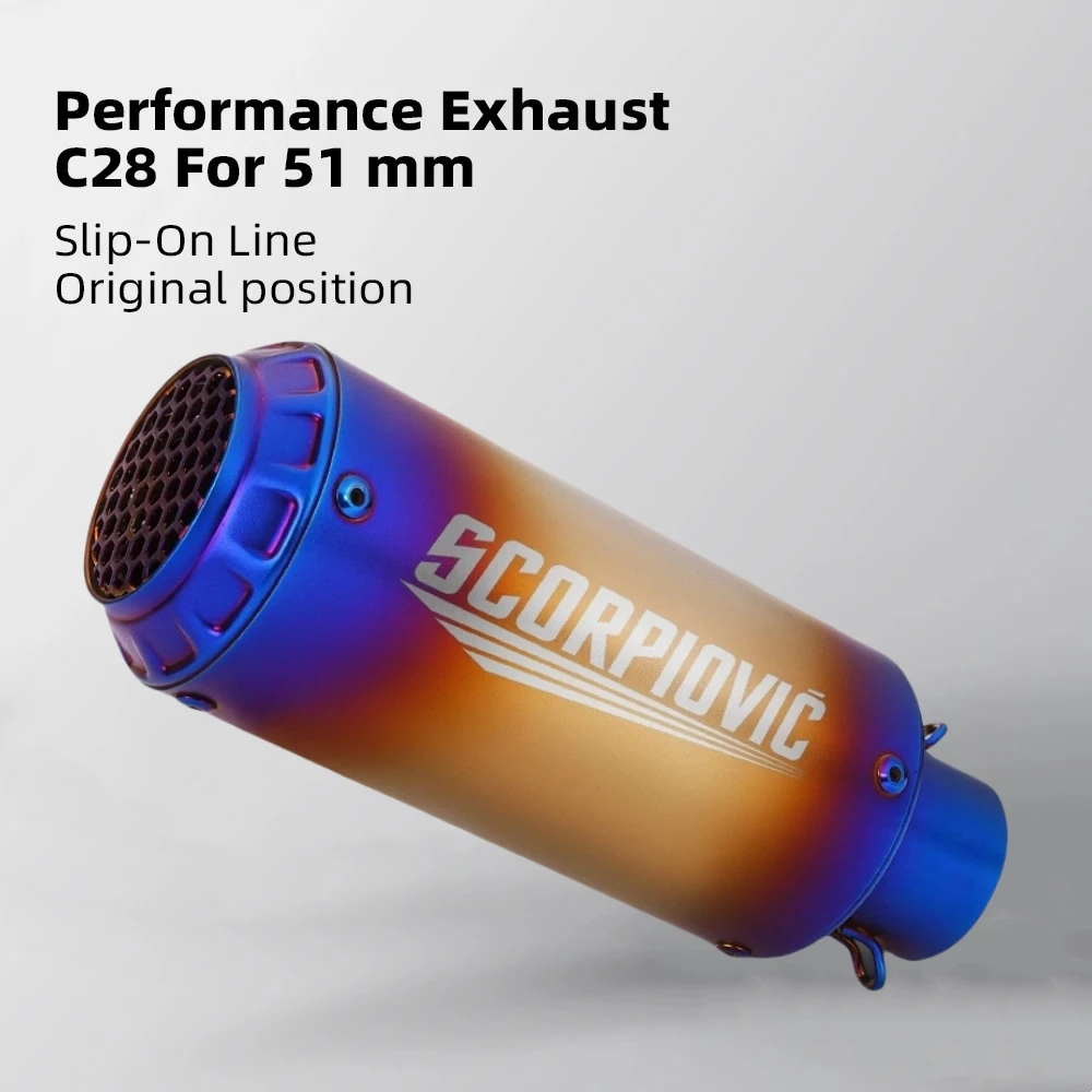 

51 мм универсальный мотоциклетный глушитель для Honda Yamaha Z800 900 Z1000 CBR600 MT07 MT09 C28