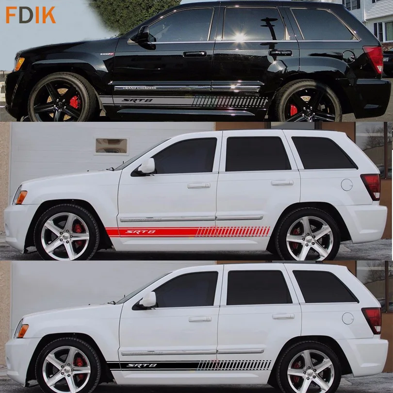 Racing SRT8 Styling Waistline Stripe Stickers Graphics Vinyl Decal Sticker for Jeep Grand Cherokee 2014 2015 2016 2017 2018