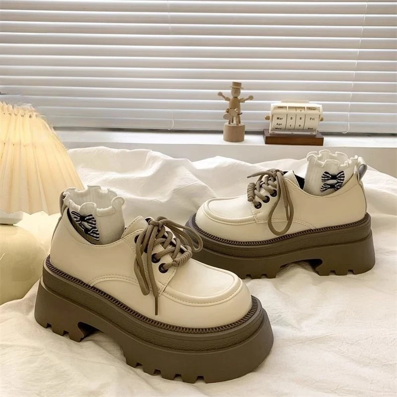French Vintage School Style Loafers for Women Platform Thick Sole Leather Shoes British Fashion Autumn 2026 New