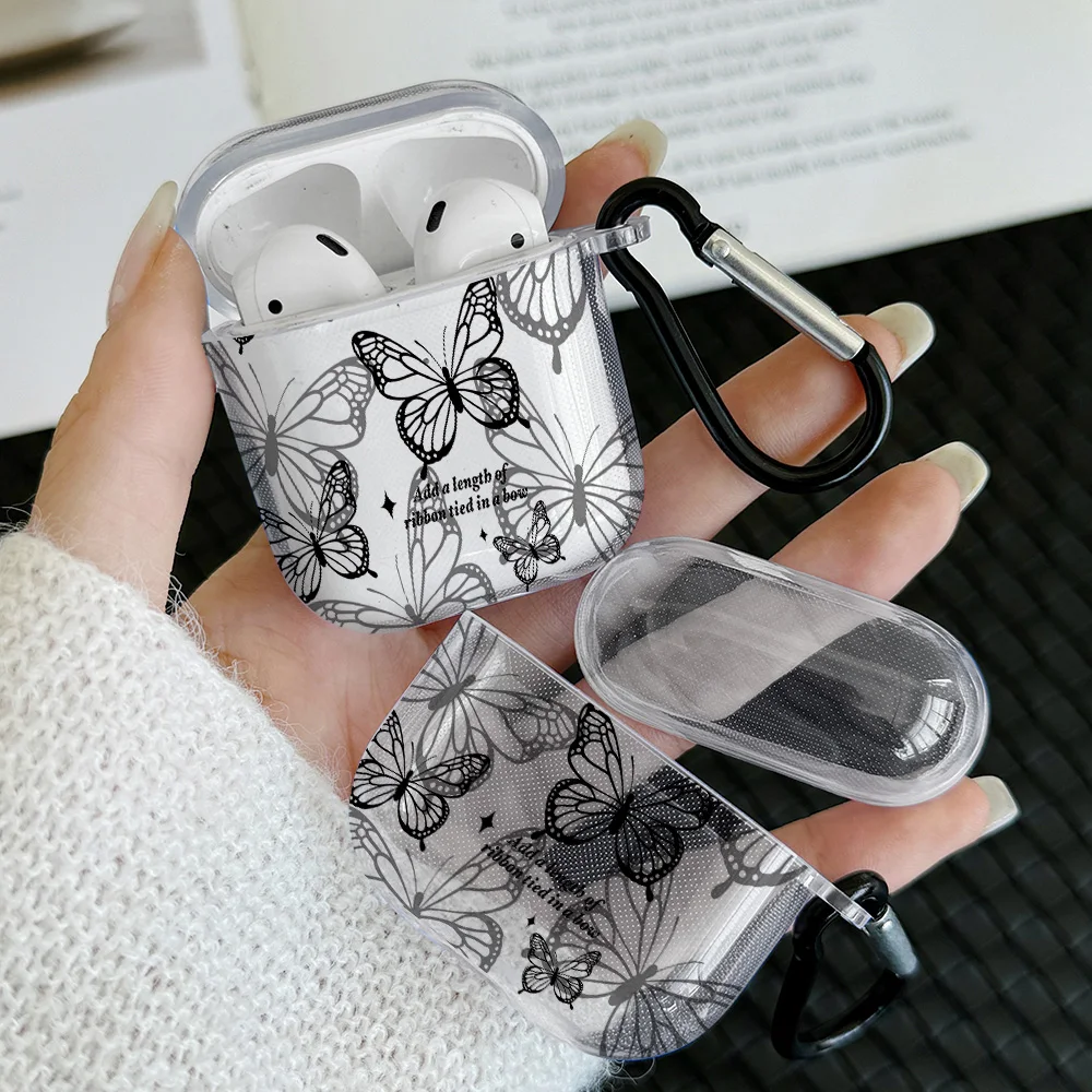 Funda con diseño de lazo de corazón negro para AirPods Pro 2/Pro Gen, funda de auriculares de TPU para AirPods 4 2024 3 1 2 Gen, funda protectora para auriculares