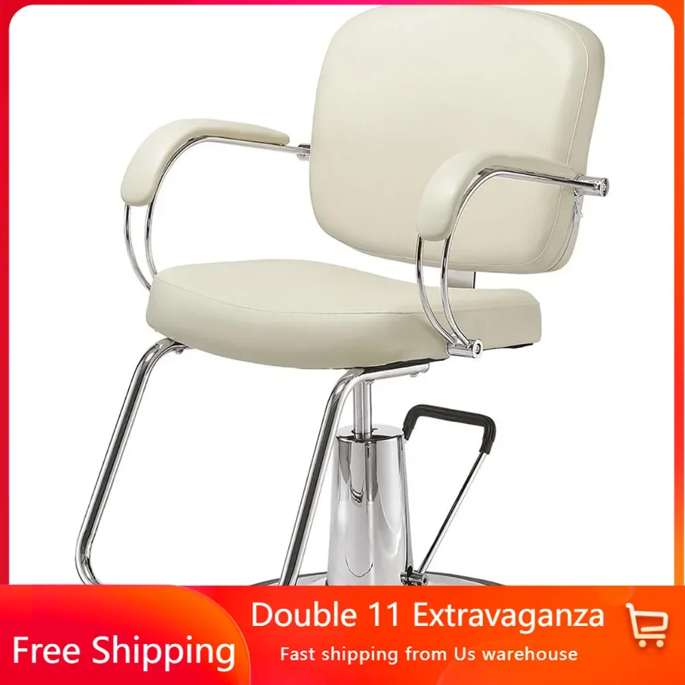 Salon Style Chairs, Cushioned Armrests with Ultra Wide Customer Seats, Hydraulic Pumps, Hairdressing Equipment