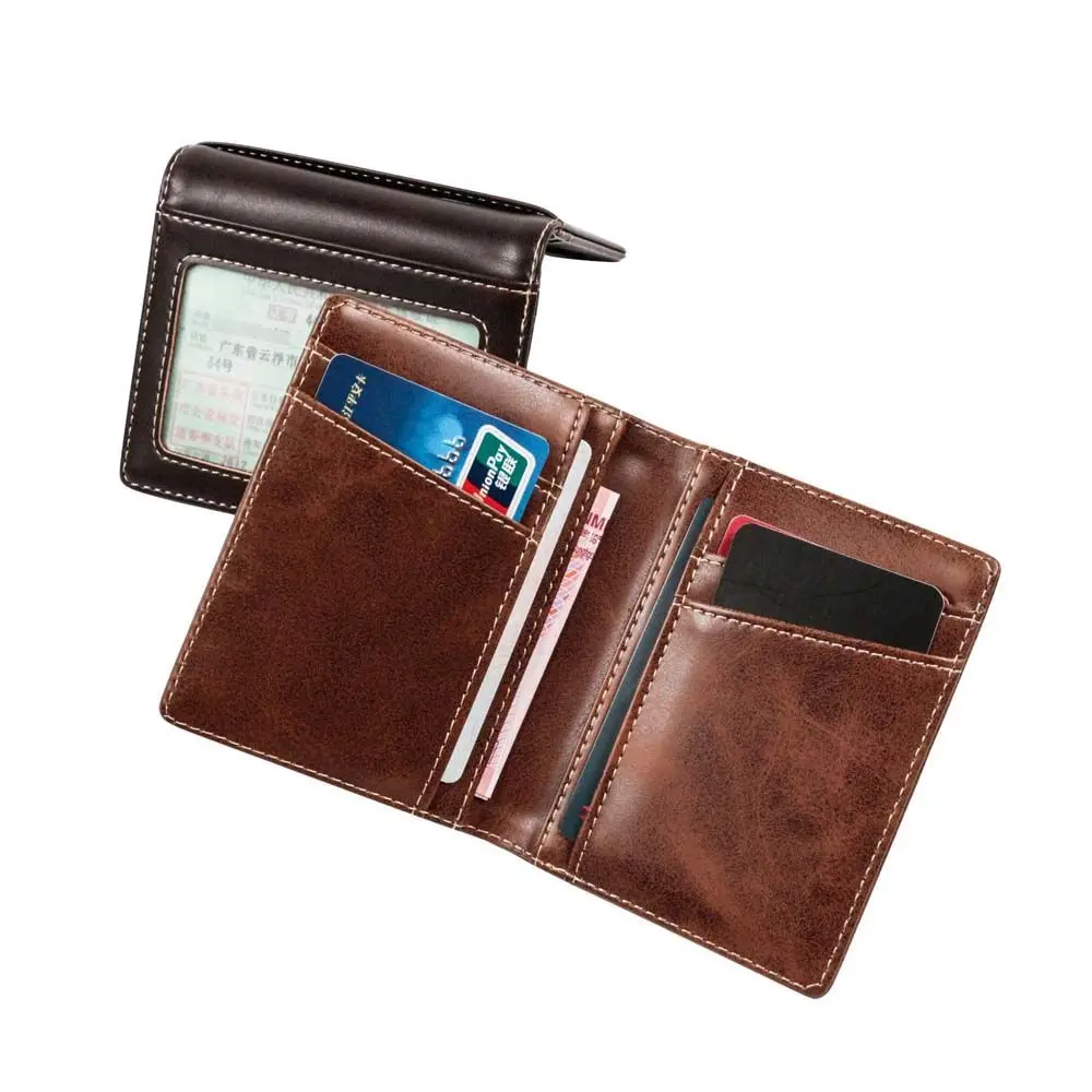 Mini BOLSA DE DINERO portátil con soporte para fotos para hombres, monedero de cuero PU para tarjetas de crédito bancarias, estuche para tarjetas de negocios