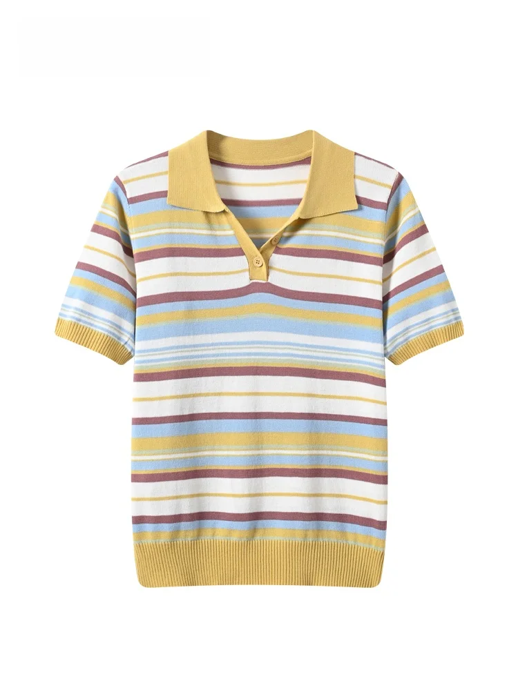 

Cara CLUB plus Size College Style Short Sleeve Neck T-Shirt Women Summer New Stripe Slimming Top Casual Wear Breathable ...