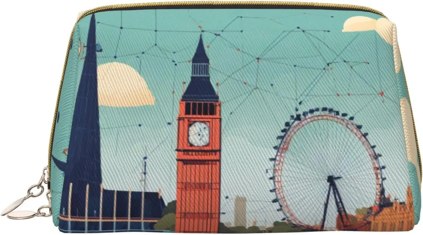 

I Love London Print Cosmetic Bags,Leather Makeup Bag Small For Purse,Cosmetic Pouch,Toiletry Clutch For Women Travel