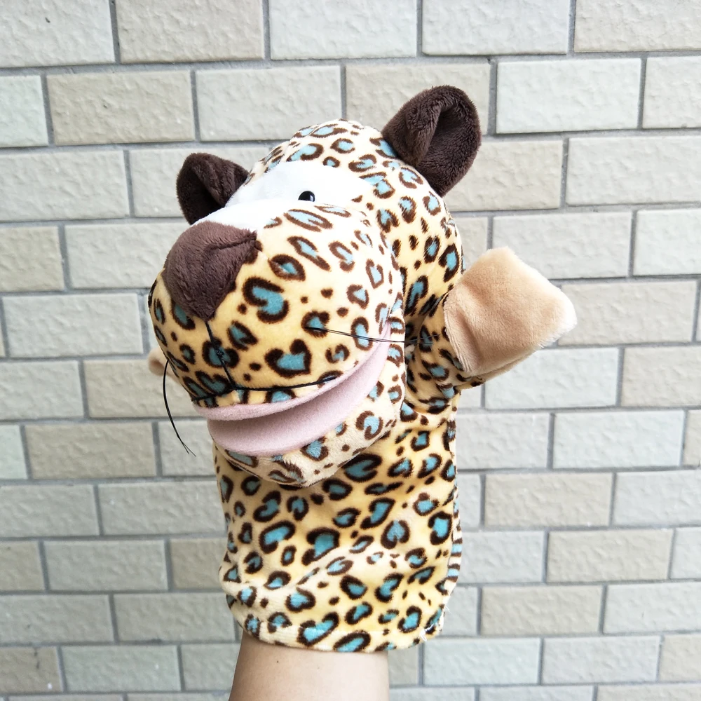Weiches gefülltes Geschenk, gepunktetes Leoparden-Handpuppen-Plüschtier für Kinder