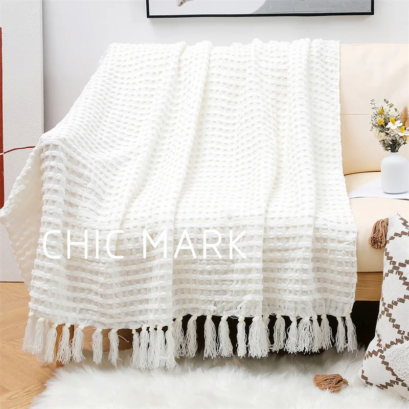 

Withered Nordic tassel knitted blanket, woolen blanket, office air conditioning lunch blanket, shawl cover blanket, sofa leisure