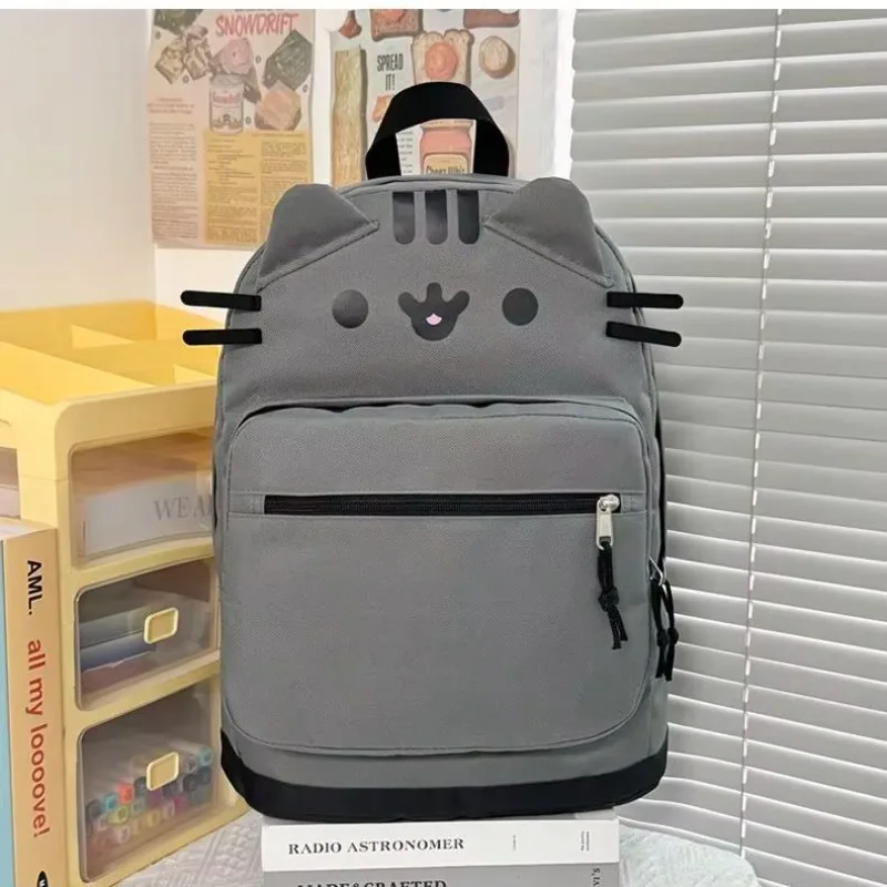 Pusheen The Cat 3D Ear Backpack Cartoon Canvas Large Capacity Schoolbag Kawaii Casual Daypack For Girls Students Travel Backpack