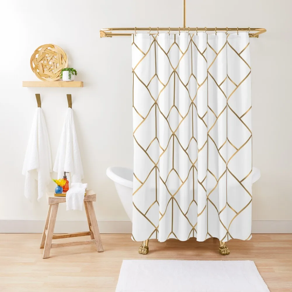 

Geometric Gold Pattern Design #007 Shower Curtain Bathroom And Shower Transparent Bathroom Shower Curtain