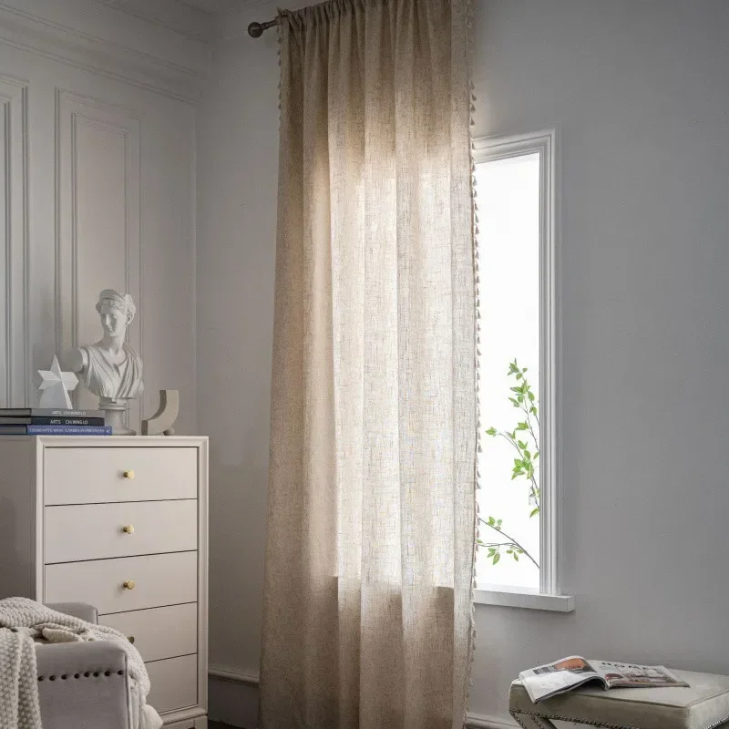 (131) Curtain Polyester Linen Plain American Style Small