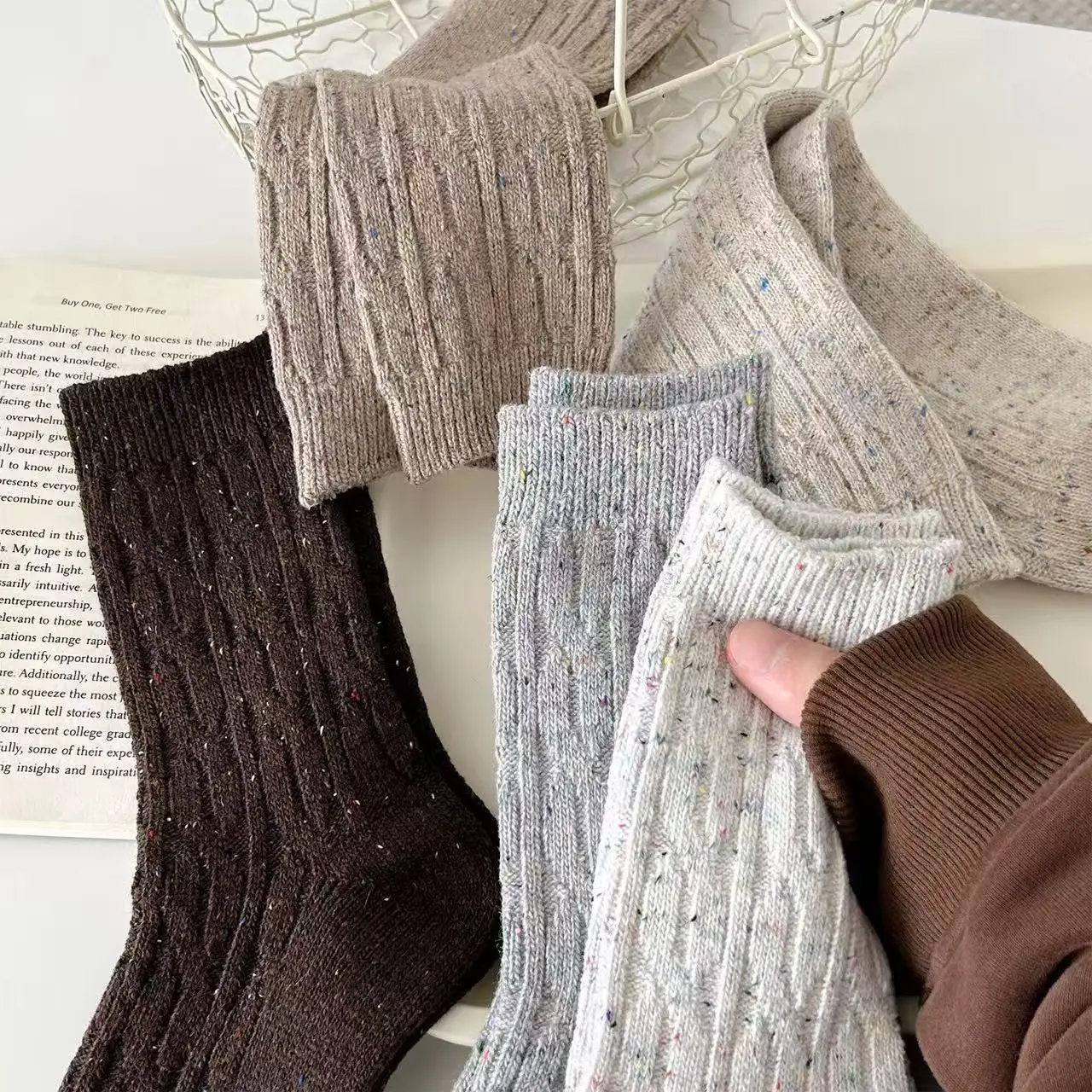 Winter and autumn fashionable warm women's mid calf socks Plush socks Trendy and versatile Christmas and New Year