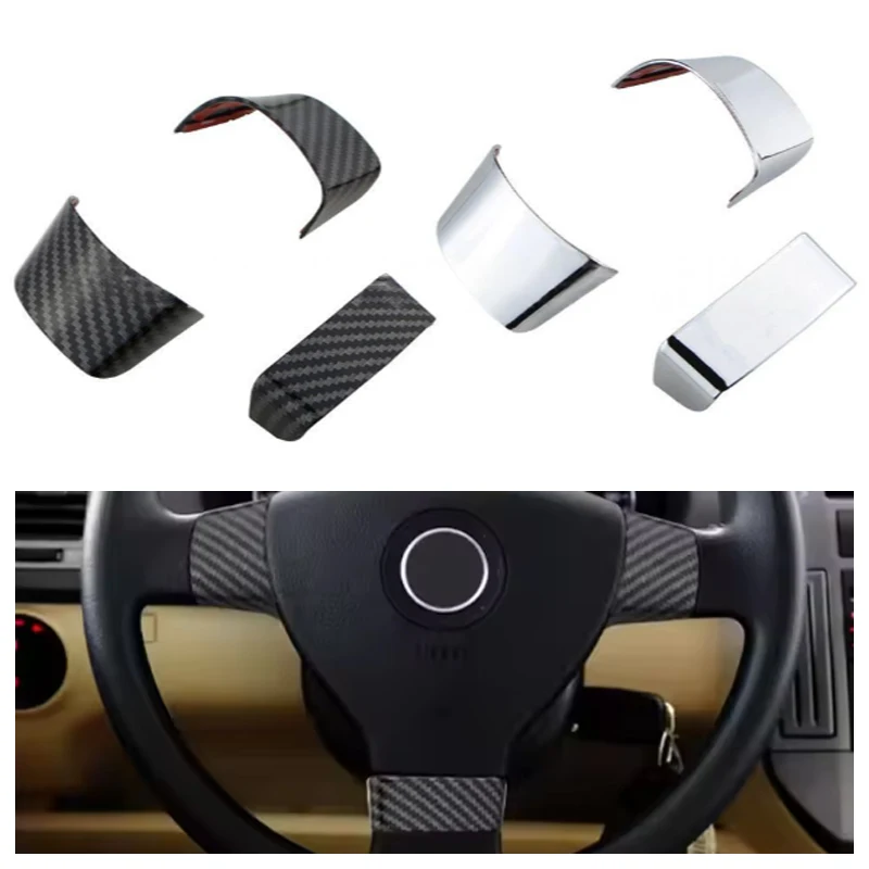 3Pcs Car Steering Wheel Decoration Cover Trim Sticker Automobile Interior Decorative Patch For VW Golf 5 MK5 Passat B6 Jetta