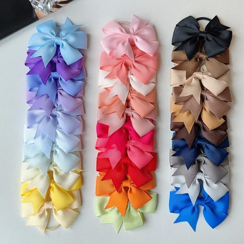 30Pcs/Set Solid Double Plush Ball Elastic Hair Bands For Kids Girls Hair Ropes Ties Ponytail Headwear Hair Accessories Gift