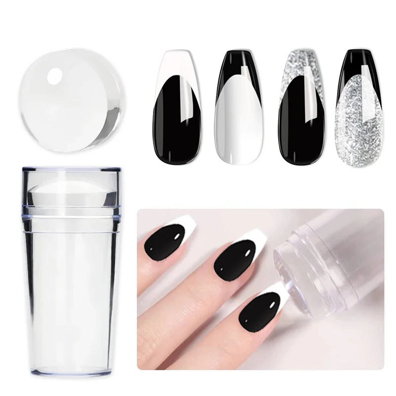 LIMEGIRL 8-ml-Gel-Nagellack-Set mit eingeprägtem French-Nagelkunst-Design, schwarz-weißes, einweichendes UV-Gel-Nagellack-Maniküre-Set