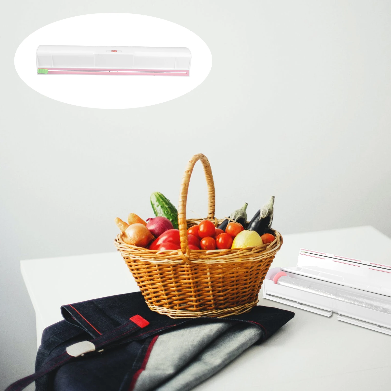 

Cling Film Plastic Wrap Cutting Box Kitchen Foil Household Storage Holder White