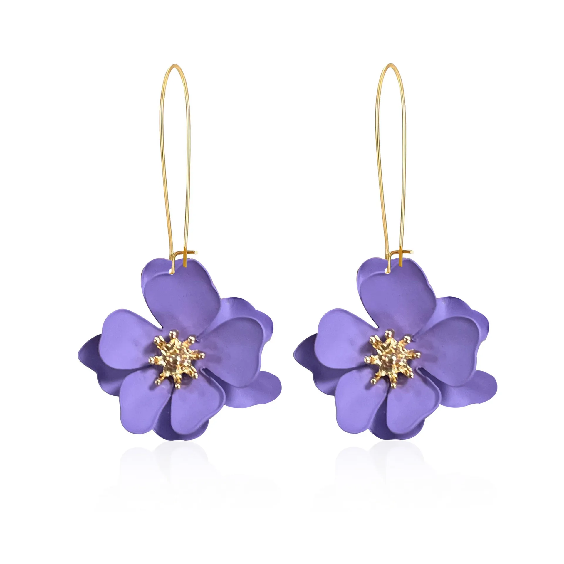 Exaggerated Orange Flower Earrings For Women Yellow Red Party Wedding Earrings Simple Fashion Jewelry Girls Gift Wholesale