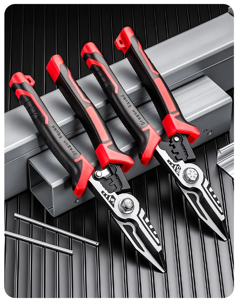 Industrial-Grade Multifunction Electrician Scissors, Crimping Wire Cutting Tool with Wrench for Metal Sheet and Cable Cutting