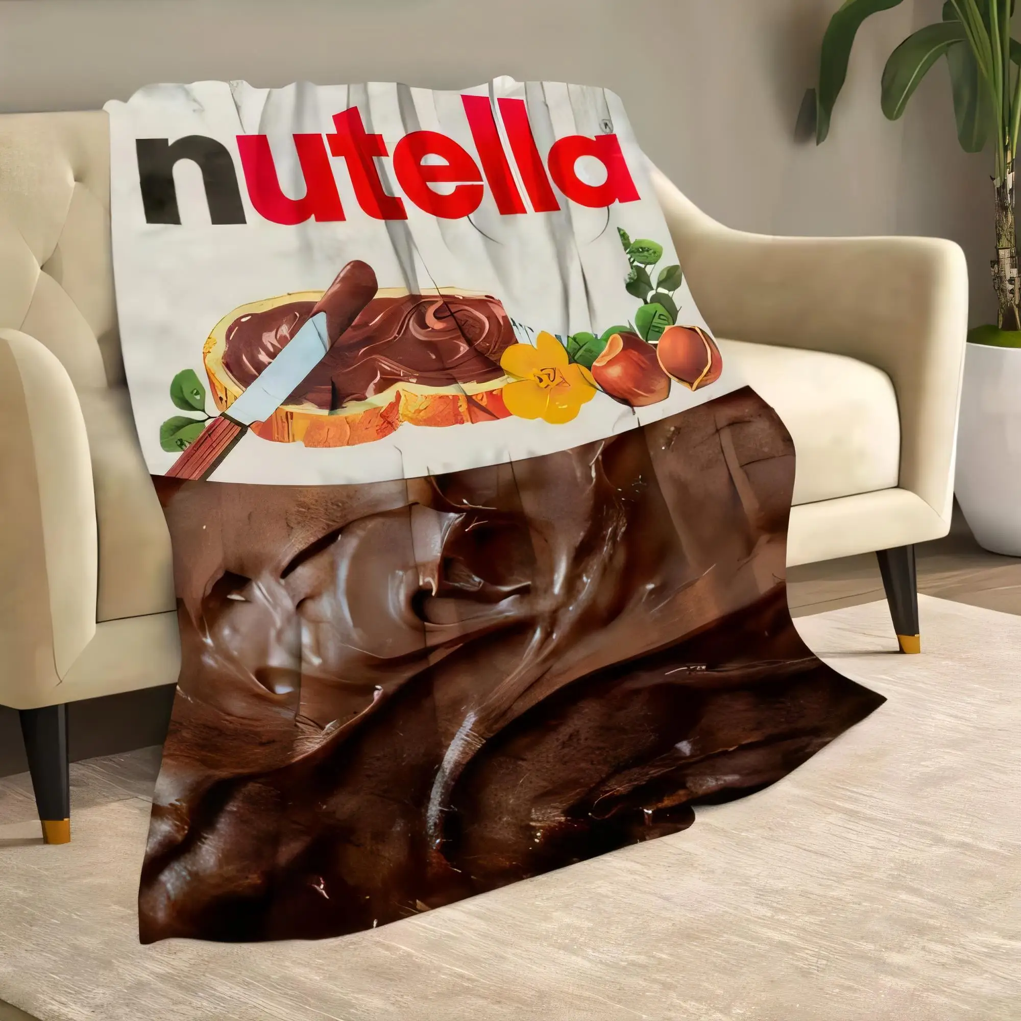 Manta con logotipo de Nutella, acogedora y suave para sillón y sofá, perfecta para decoración del hogar, presenta diseño vibrante de Nutella, pan con