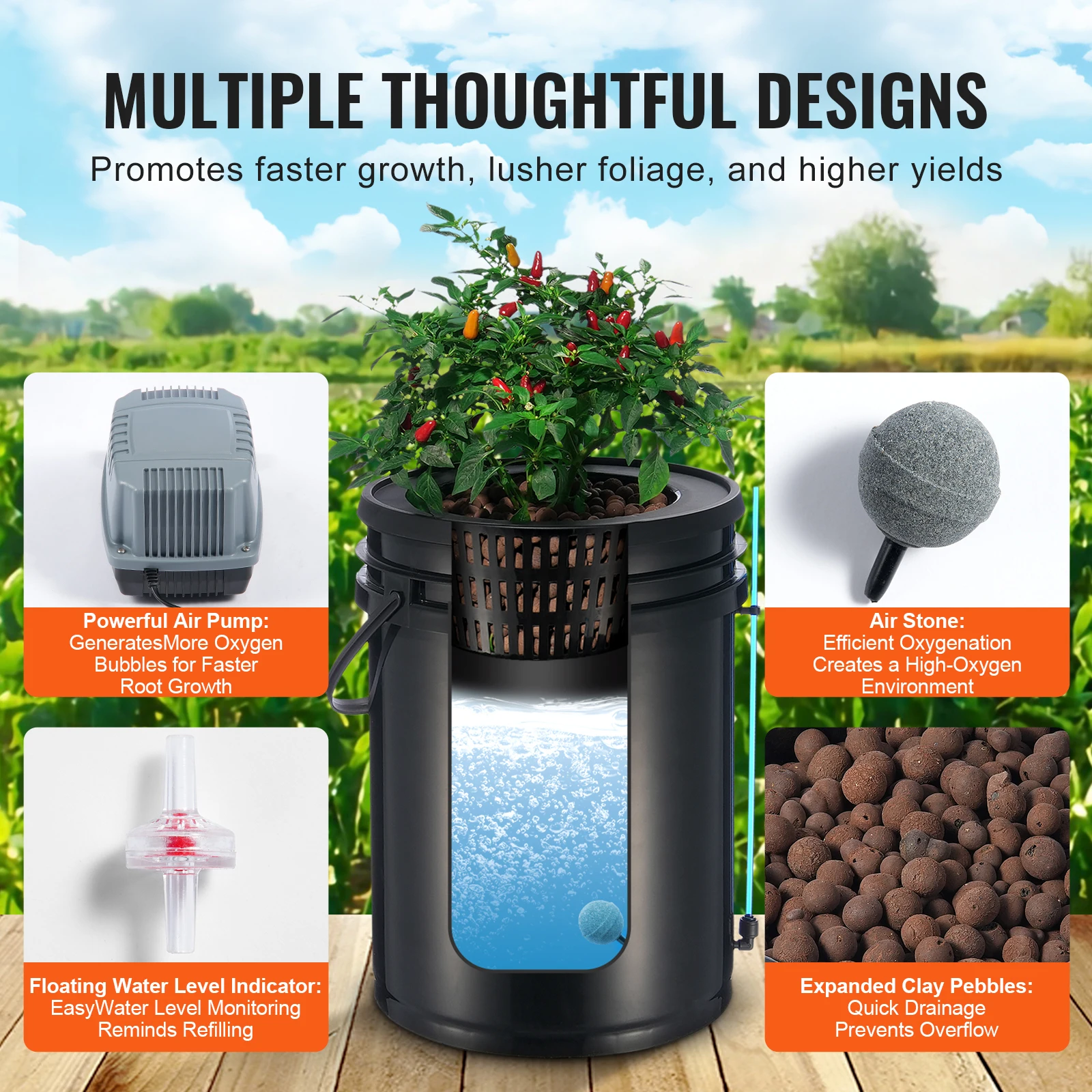 نظام زراعة مائية VEVOR DWC، نظ - مراجعة Dwc Bucket System 5 Gallon وسعره