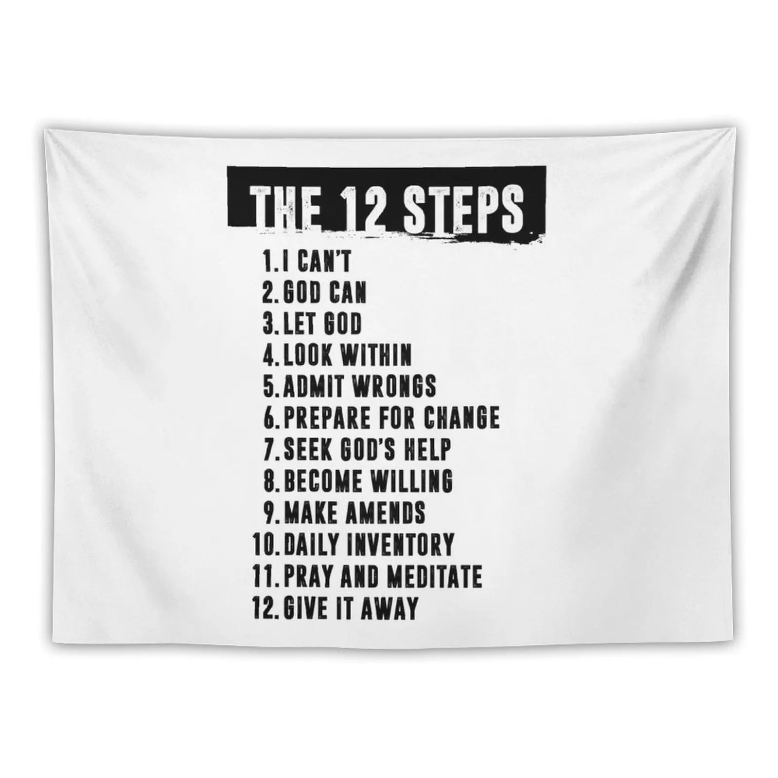 

The Twelve (12) Steps Minimal Simple Art - AA, NA, OPA - Addiction Recovery Gift Print - Mental Health Sober Decor Tapestry