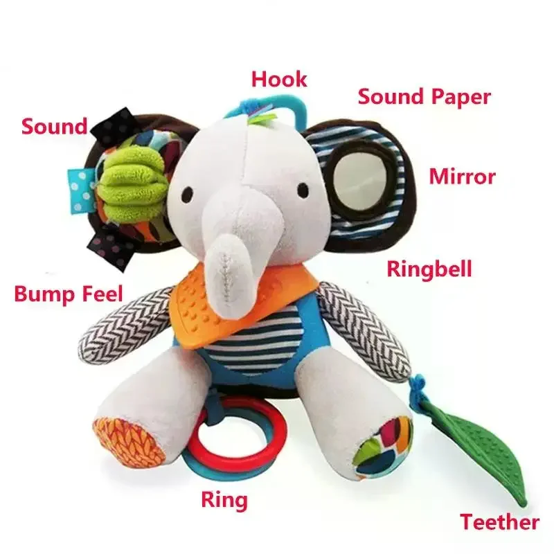 Juguetes para bebés, sonajero de peluche, cochecito de juguete, animales colgantes, cama móvil para bebés de 0 a 6 meses, peluche sensorial bebé