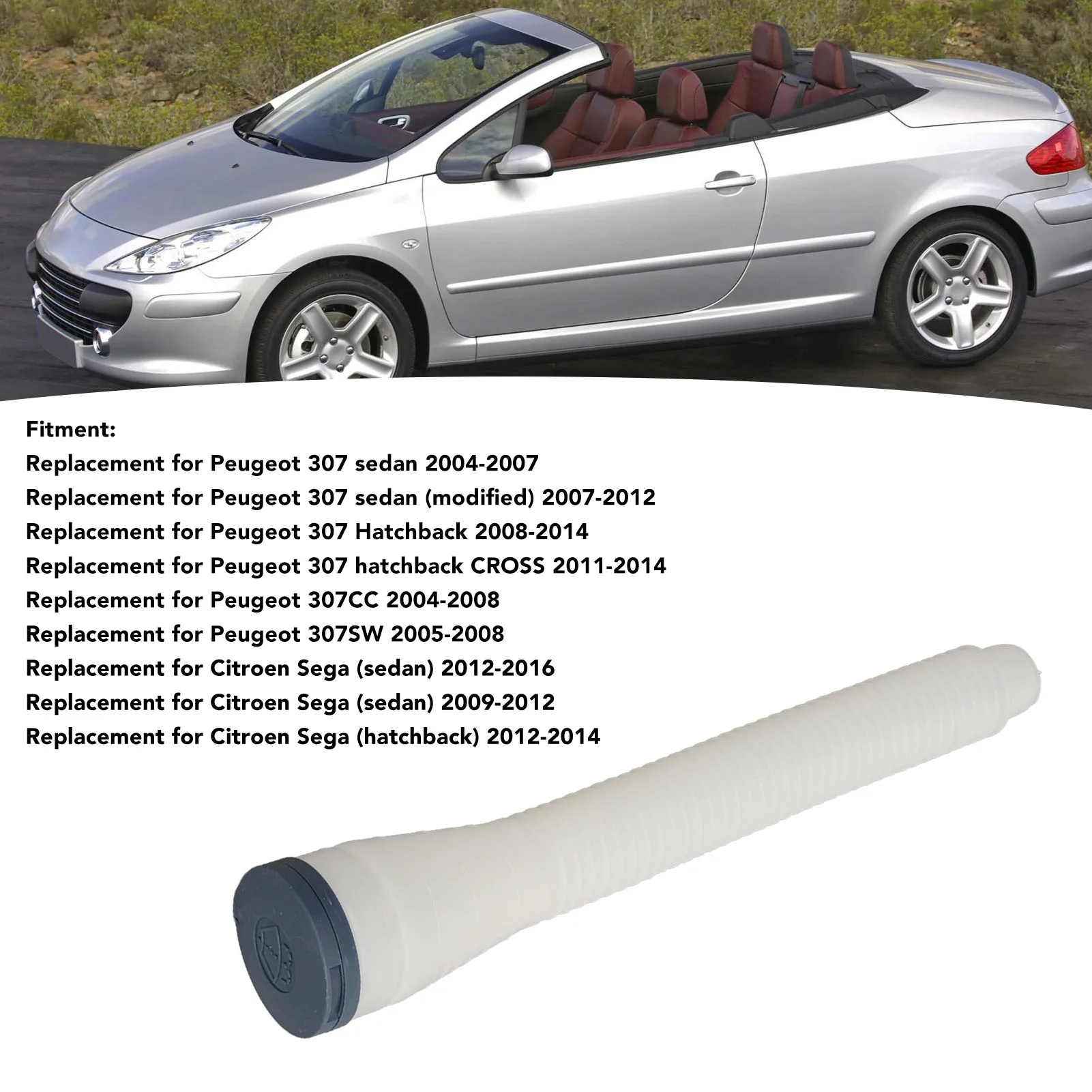 Car Washer Fluid Reservoir Filler 643989 Leakproof Rugged Stable Washer Fluid Tank Filler Tube Replacement for Peugeot 307 Sedan view 5