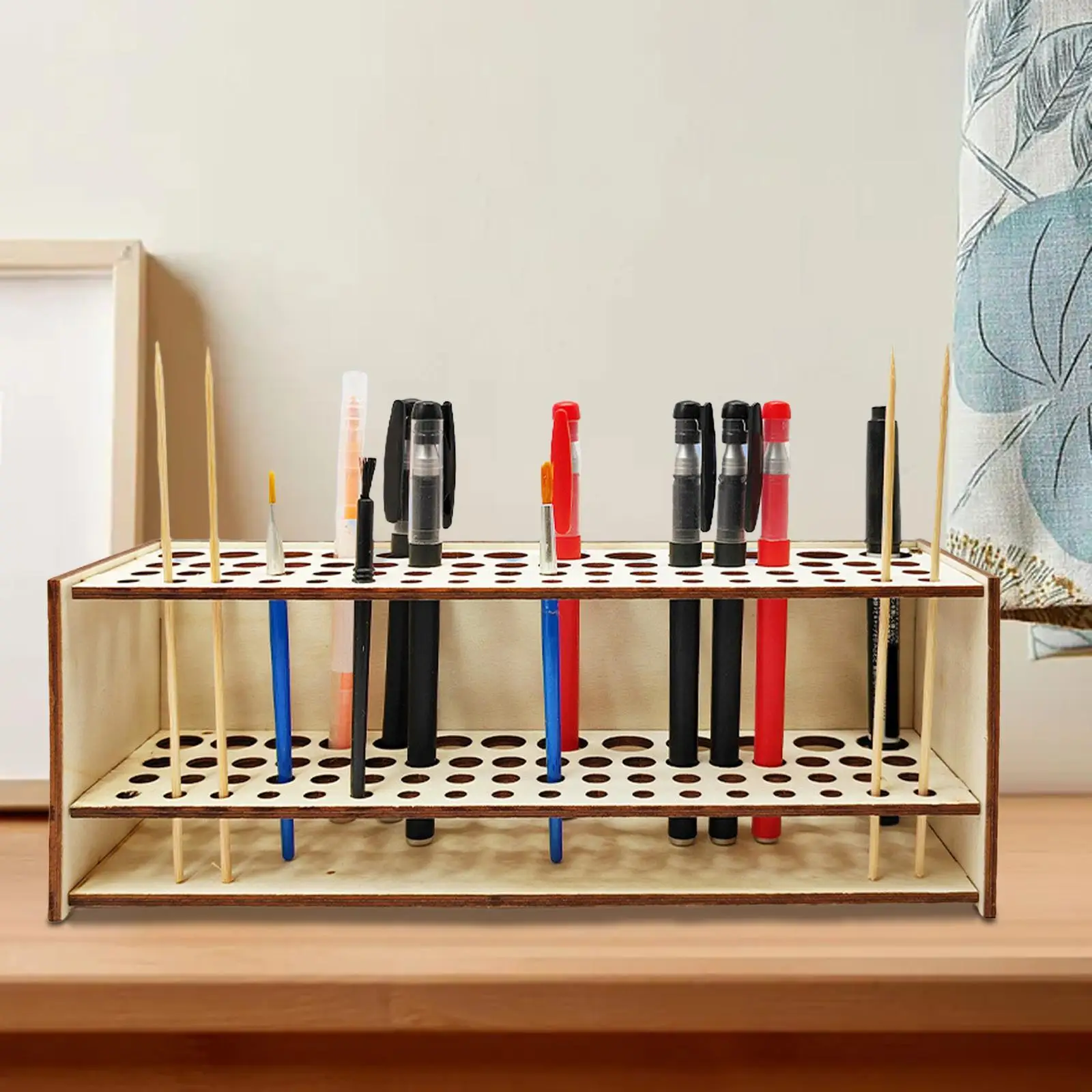 Стеллаж для хранения кистей, деревянный держатель для кистей, портативный Стеллаж для ручек, держатель для ручек