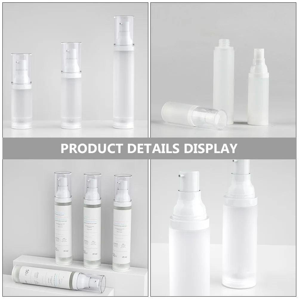 

4pcs Travel Lotion Press Vacuum Bottle Dispenser Matte Storage Container Airless For Skincare Serum Cream Refillable